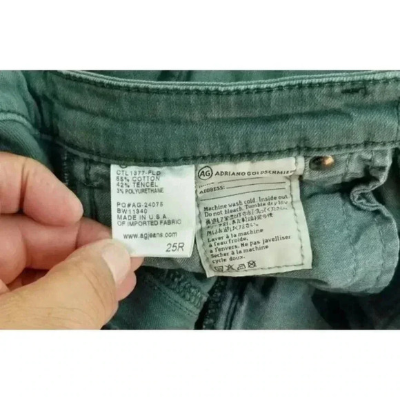 AG Adriano Goldschmied 25X28 Women's Green The Stevie Ankle Slim Straight Jeans - Picture 4 of 11